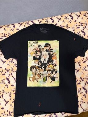 Bungo Stray Dogs Anime Graphic Tee - Black with Colorful Character Print